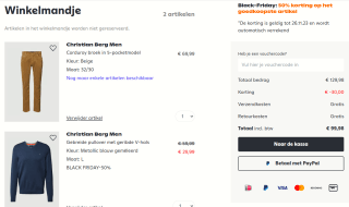 50% korting op 2e goedkoopste artikel bij Peek & Cloppenburg