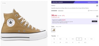 Converse Modelo Chuck Taylor All Star Platform por 38,25€ (cuenta nueva por 26,25€)