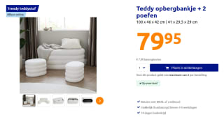 Teddy opbergbankje + 2 poefen voor €79,95 bij Action