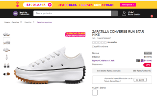 Zapatilla Converse Run Star Hike para mujer por $44.990