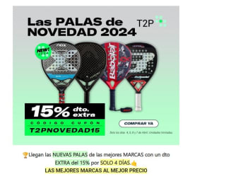 -15% dto extra en palas nuevas en Timepadel