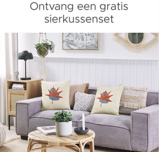 Gratis set sierkussens bij besteding vanaf €175 bij Beliani
