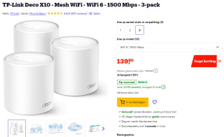 TP-Link Deco X10 Mesh WiFi 3-pack voor €139,90 bij Bol