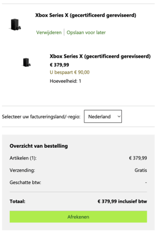 Xbox series X Refurbished voor 379,99 euro