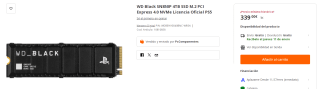 Disco Duro WD Black SN850P 4TB SSD M.2 PCI Express 4.0 NVMe Licencia Oficial PS5 por 339€