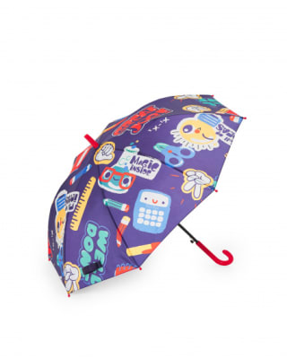 Paraguas niño en azul con estampado escolar colección Big Brains por 8,95€