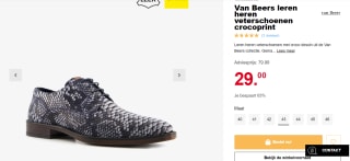 Van Beers leren heren veterschoenen crocoprint voor €23,20 bij Scapino