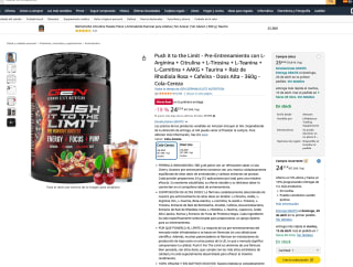 Push it to the Limit Pre-Entrenamiento 360g Cola-Cereza por solo 24,22€