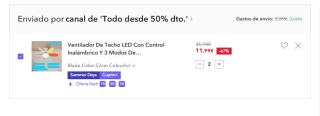 Ventilador Techo LED Con Control Inalámbrico con 3 Modos Iluminación Ajustables E26/E27 Base 20-40W por 11,99€