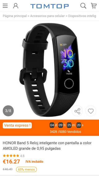 HONOR Band 5 Pulsera Actividad Reloj Inteligente por 16,27€.