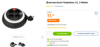 Brennenstuhl Kabelbox CL 3 Meter voor €11,62 bij de Gamma