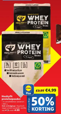 50% korting op Whey Proteïne bij de Lidl