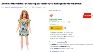 Barbie mannequinpop met het Syndroom van Down voor €8,77 bij Bol