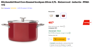 Kookpan KitchenAid Empire Red 20cm voor €45,74 bij Bol