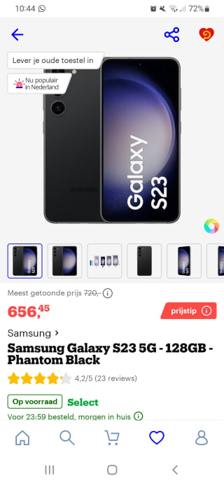 Samsung galaxy s23 voor €656,45 !!