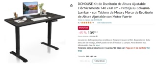 Escritorio de Altura Ajustable Eléctricamente 140 x 60 cm por 109.99€