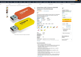 Paquete 2 Memorias USB 64GB Integral Neon USB 3.0 por 9,55€