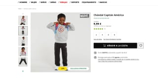 Chándal infantil Capitán América por 9,99€