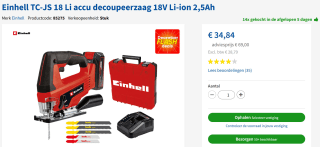Einhell TC-JS 18 Li Accu Decoupeerzaag met accu en lader voor €34,84 bij ToolStation