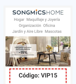 -15% de Descuento para suscriptores Songmics.
