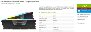 Corsair DDR5 Vengeance RGB 2x48GB 5200 geheugenmodule voor €199 bij Megekko