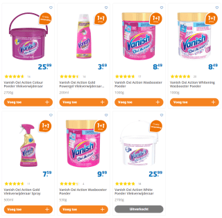 1+1 gratis op veel Vanish producten bij Trekpleister