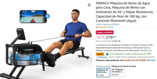 MERACH Máquina de Remo de Agua con Inclinación de 45° y Mayor Resistencia, Capacidad de Peso de 160 kg por 159,99€