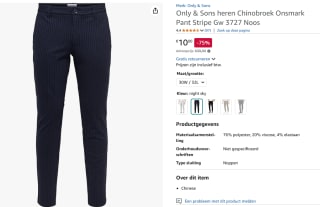 ONLY & SONS tapered fit broek met krijtstreep ONSMARK voor €10 bij Amazon