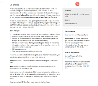 A mitad de precio este fantástico crucero de 7noches días por el Danubio