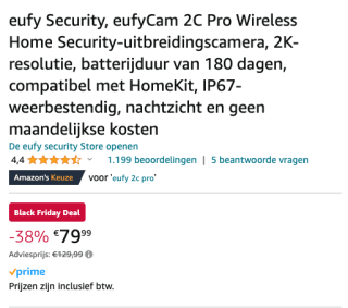 eufyCam 2C Pro voor 79,99 euro