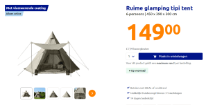 Ruime glamping tipi tent 6-persoons voor €149 in de Action webshop