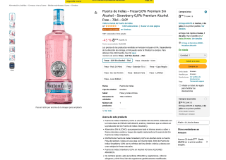 Puerto de Indias Fresa 0,0% Premium Sin Alcohol Strawberry 0,0% Premium Alcohol Free 70cl 0.0º por 8,99€