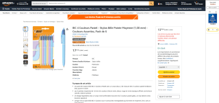 BIC 4 Couleurs Pastel - Stylos-Bille Pointe à 17,75€
