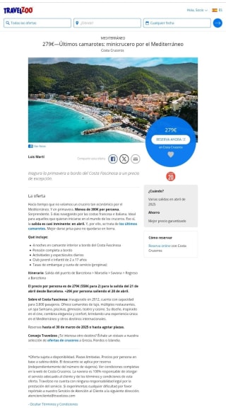 Minicrucero por el Mediterráneo por 279€.