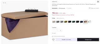 Puff Taburete Plegable de Almacenaje Otomano con Tapa por 15,17€ (cuenta nueva por 9,10€)