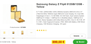 Samsung Galaxy Z Flip 6 512GB F741 Geel voor €899 bij Proshop