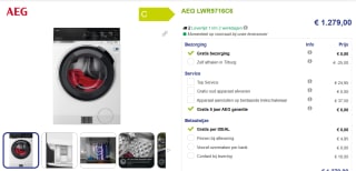 AEG LWR9716C6 9000 serie SensiDry warmtepomp was-droogcombinatie10 kg voor €1.279 bij Beterwitgoed