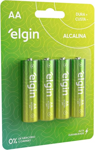 Pilha da Elgin, modelo Alcalina AA com 4 unidades - R$ 7,11