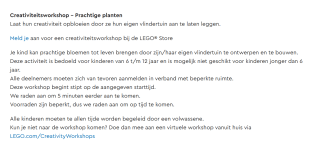 Lego Creativiteitsworkshop - Prachtige planten in de Lego Stores