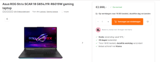 ASUS ROG Strix SCAR 18 G834JYR-R6019W gaming laptop voor €2.999