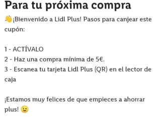 Cupón 5€ de regalo en compras superiores a 5€ en Lidl