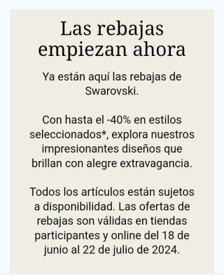 Hasta -40% Rebajas Swarovski.