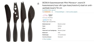 Boska Kaasmessenset Mini Monaco+ Zwart - 4 Kaasmessen - Zwart voor €39,99 bij Amazon