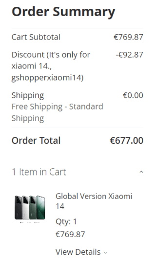 Xiaomi 14 12GB/512GB voor €677 dmv code bij Gshopper