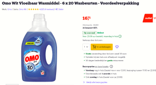 Omo Wit Vloeibaar Wasmiddel - 6 x 20 Wasbeurten voor €16,71 bij Bol.com