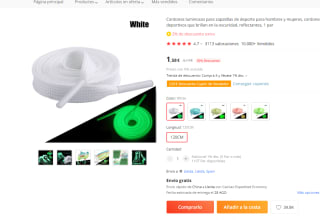 cordones luminosos para zapatillas deportivas 120cm por 1,58€