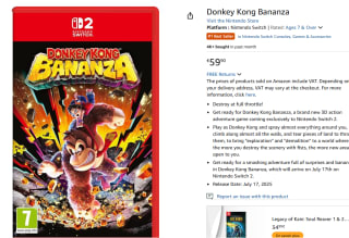 Donkey Kong Bananza - Nintendo Switch 2 voor €59,90 bij Amazon