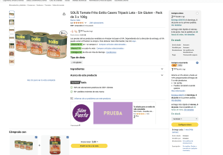 2 SOLÍS Tomate Frito Estilo Casero Tripack Lata Sin Gluten Pack de 3 x 100g a solo 2,91€