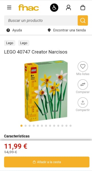 LEGO 40747 Creator Narcisos por 11,99€.