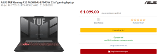 ASUS TUF Gaming A15 - Laptop voor €1099 bij Alternate